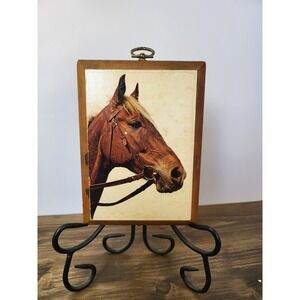 Vintage Horse Portrait Wood Plaque Rustic Equestrian Wall Decor Farmhouse Art